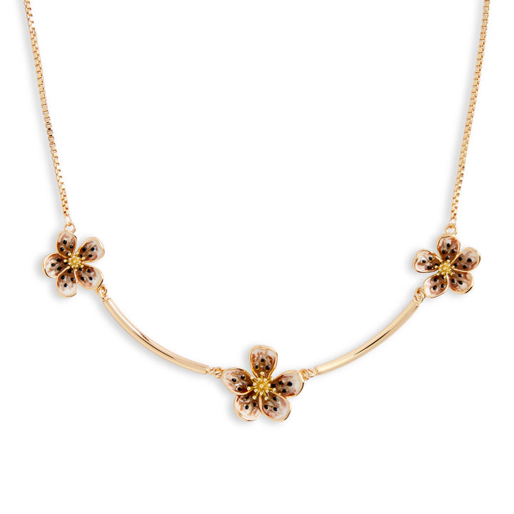 Mocha Flower Satellite Necklace-16"(+2"extender)