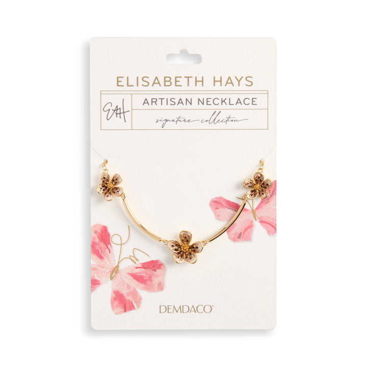Mocha Flower Satellite Necklace-16"(+2"extender)