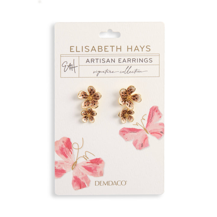 Mocha Enamel Flower Earrings - 1in