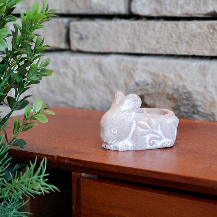 Handmade Terracotta Tea Light Candle Holder - Rabbit