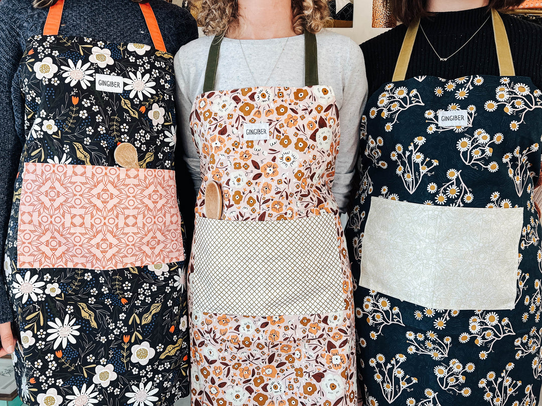 Golden Blue Floral Apron
