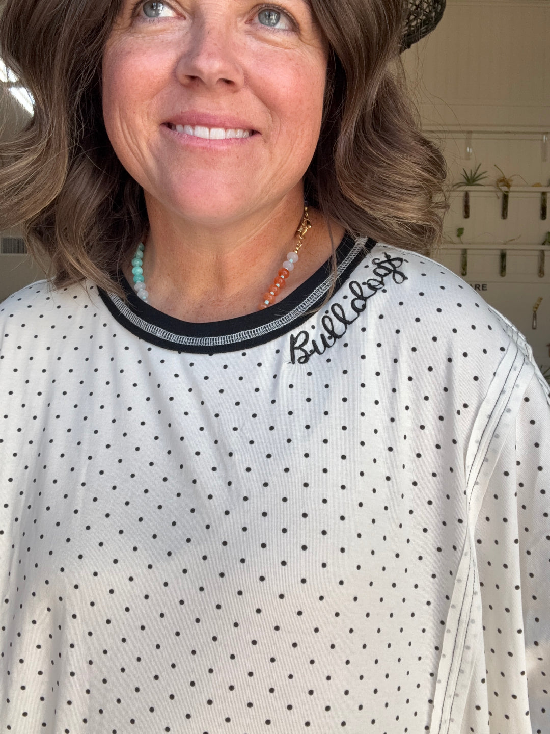 Knit Polka Dot Oversized Top
