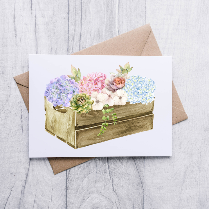 Hydrangea & Succulent Note Cards
