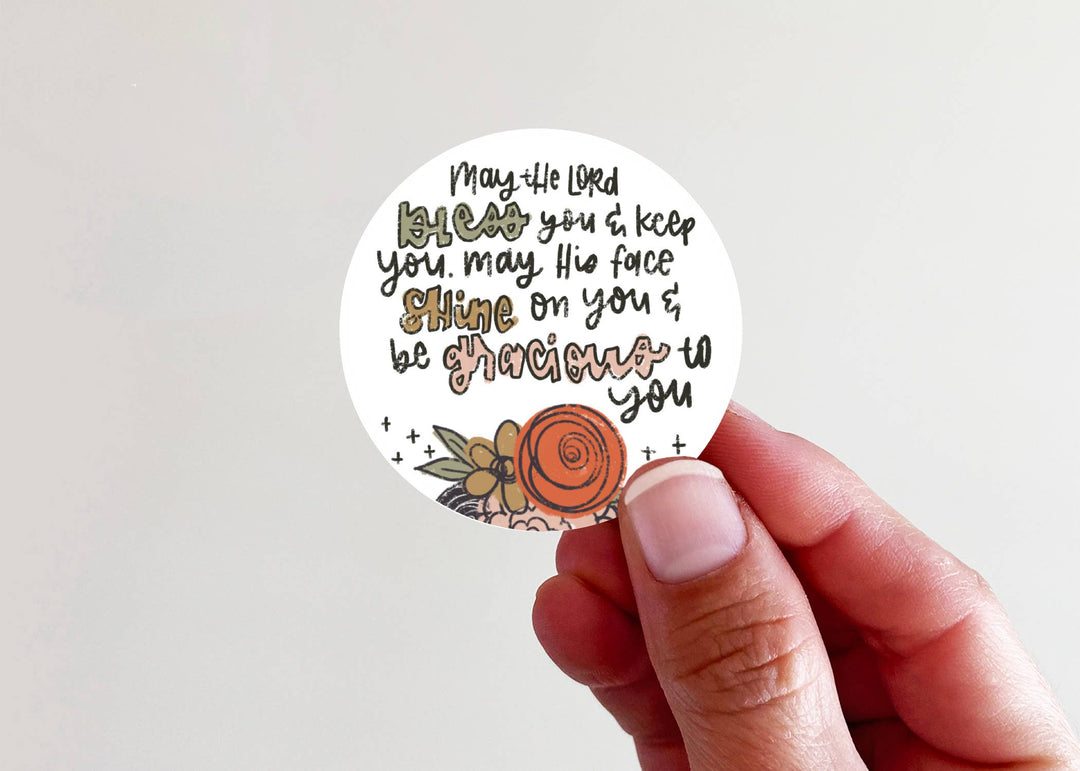 May the Lord Bless You Floral Vinyl Laptop Bottle Sticker