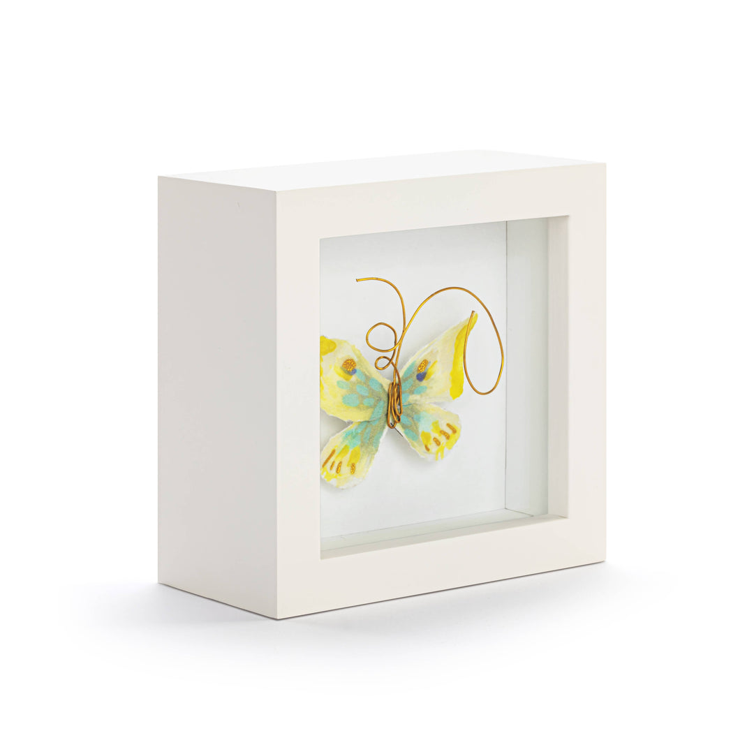 Endlessly Hopeful Yellow & Green Butterfly Shadow Box - 4in