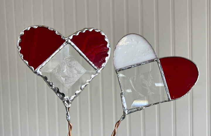 Stained Glass Heart Plant Picks