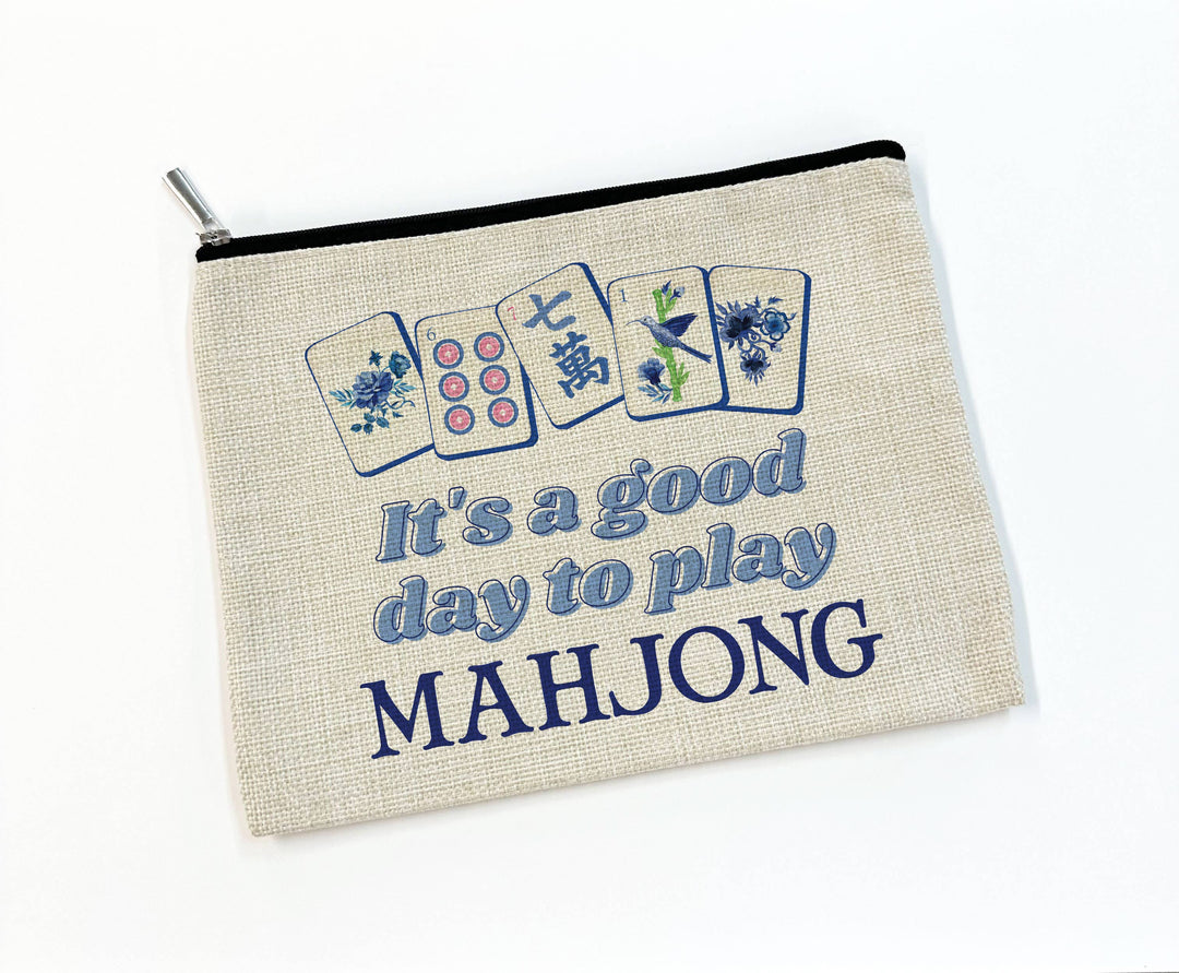 Mahjong Tile Makeup Bag Cosmetic Zipper Pouch Accessory
