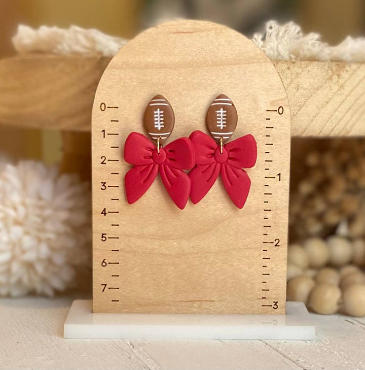 Bulldog Game Day Football Earrings   