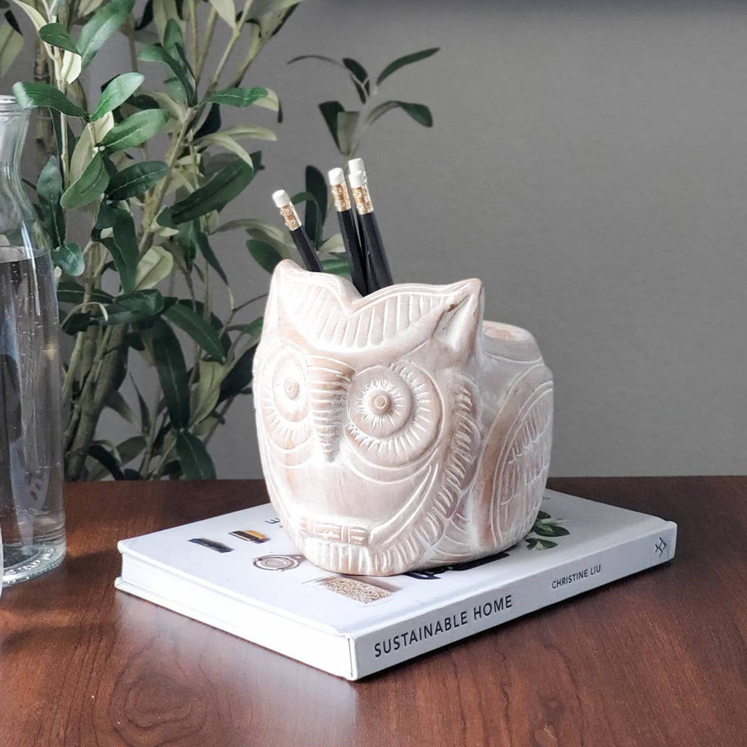 Handmade Planter Pot • Terracotta Pot - Horned Owl