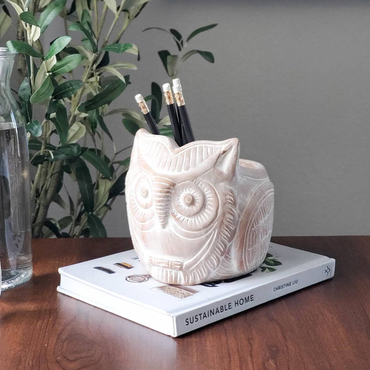 Handmade Planter Pot • Terracotta Pot - Horned Owl