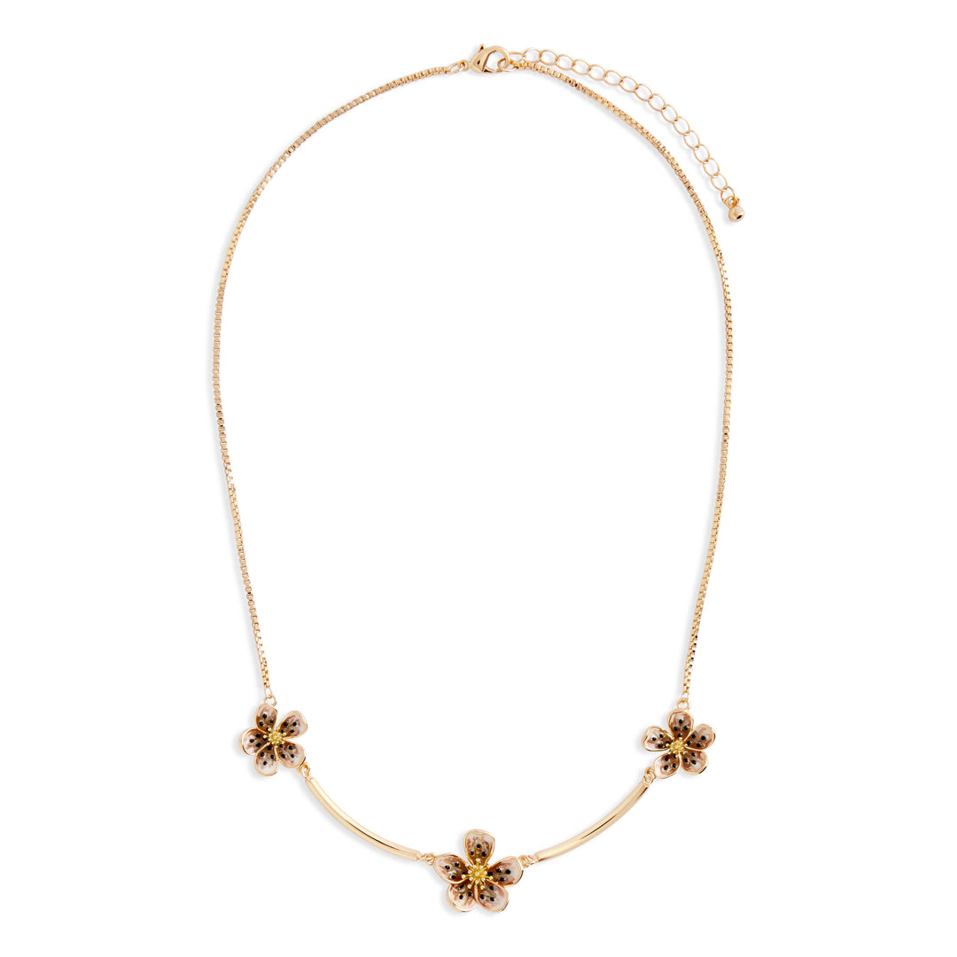 Mocha Flower Satellite Necklace-16"(+2"extender)
