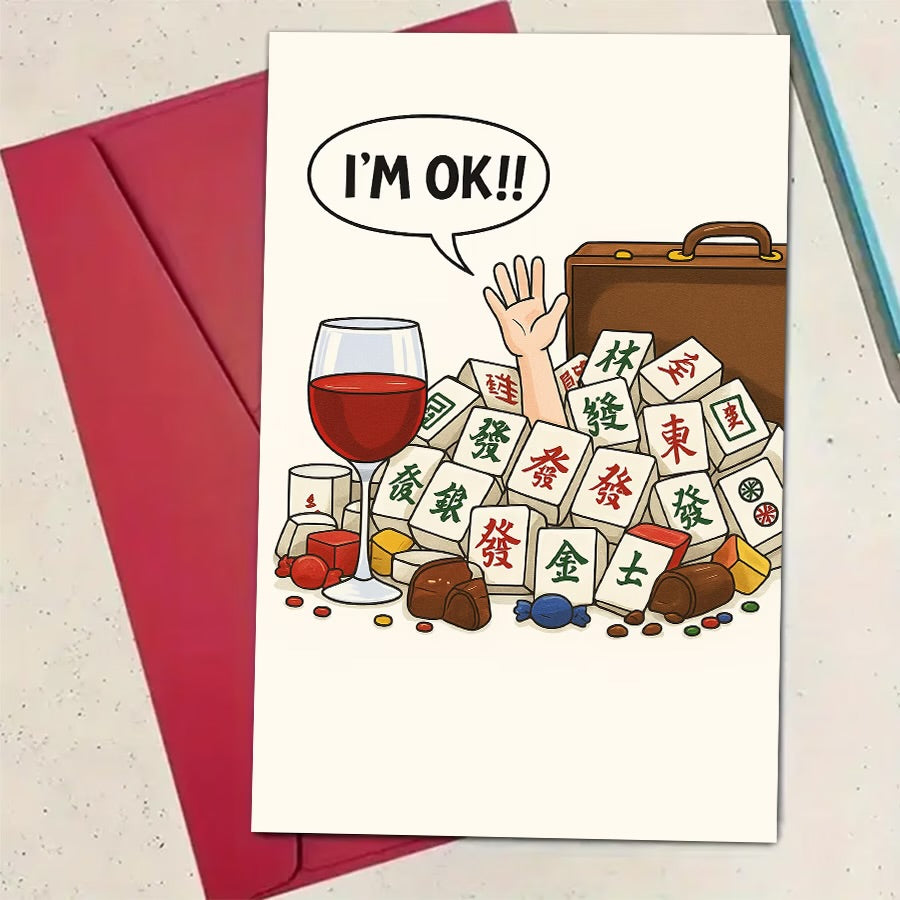 I’m OK Mahjong themed card