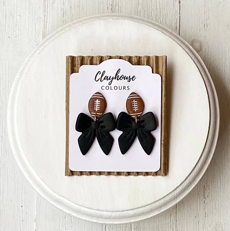 Bulldog Game Day Football Earrings   