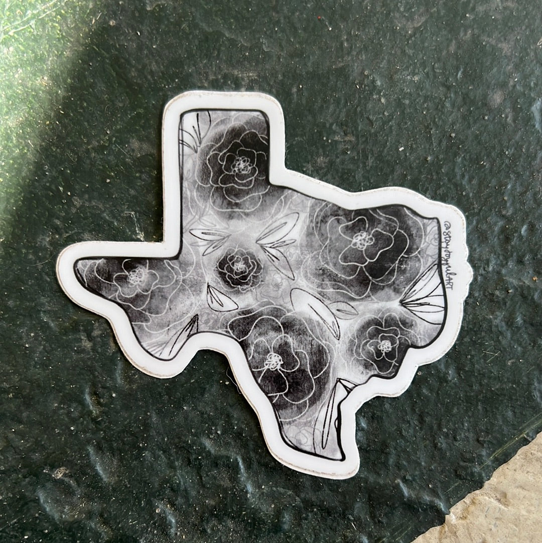 Stay Joyful Texas Black & White Floral Sticker