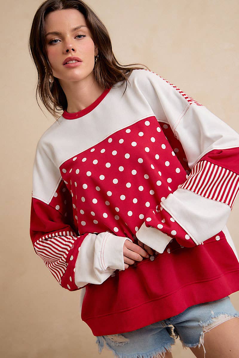 **Preorder** PLAYFUL POLKA DOT AND STRIP MIX AND MATCH TOP