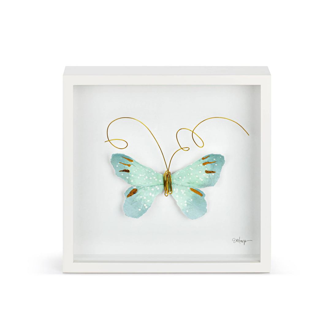 Light Blue Butterfly Wall Art - 10"sq