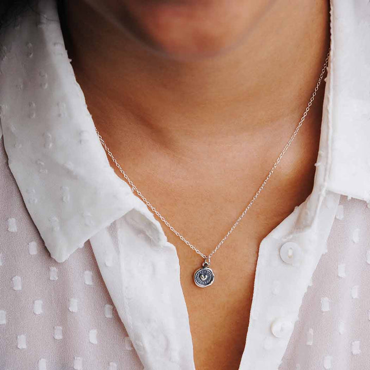 Sterling Silver Wax Seal Heart Necklace