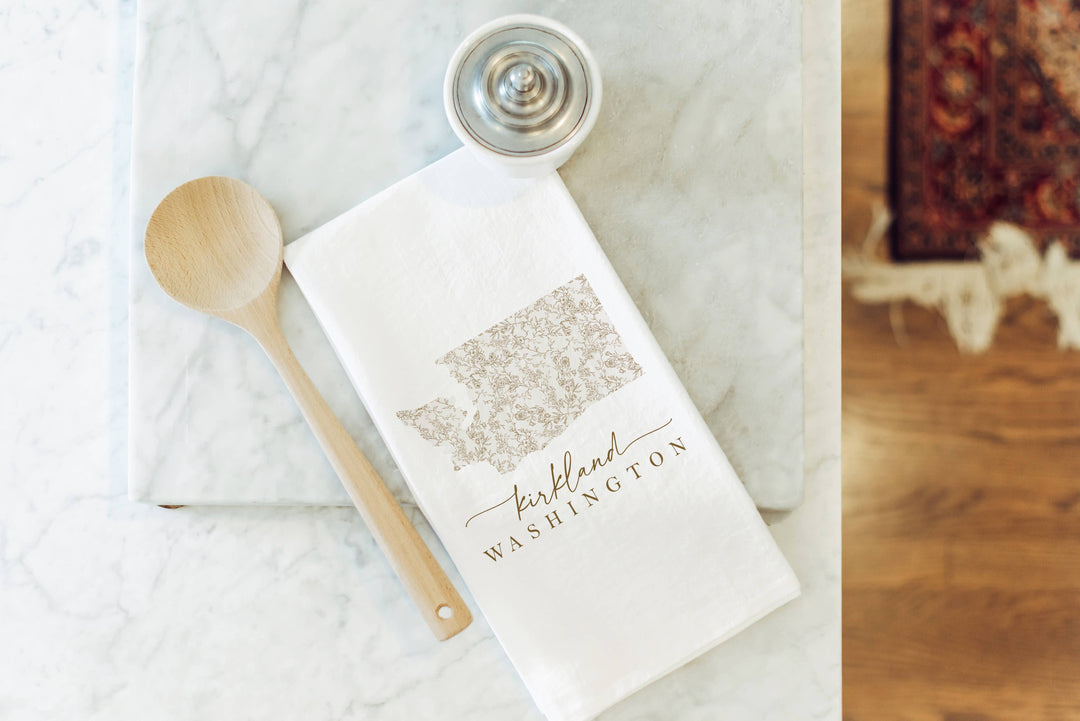 Burkburnett Vintage Floral State Custom Tea Towel