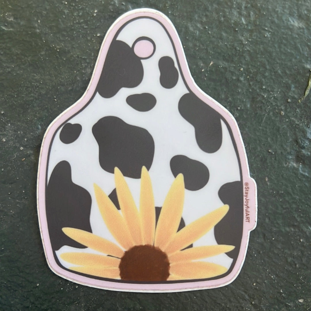 Stay Joyful Cow Ear Tag Flower Sticker