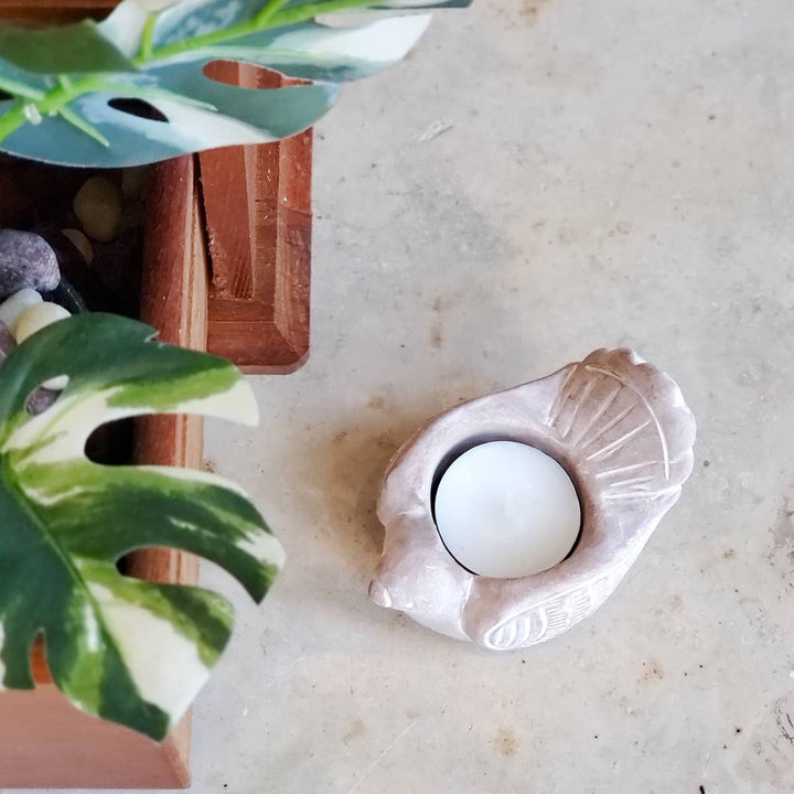 Handmade Terracotta Tea Light Candle Holder - Bird