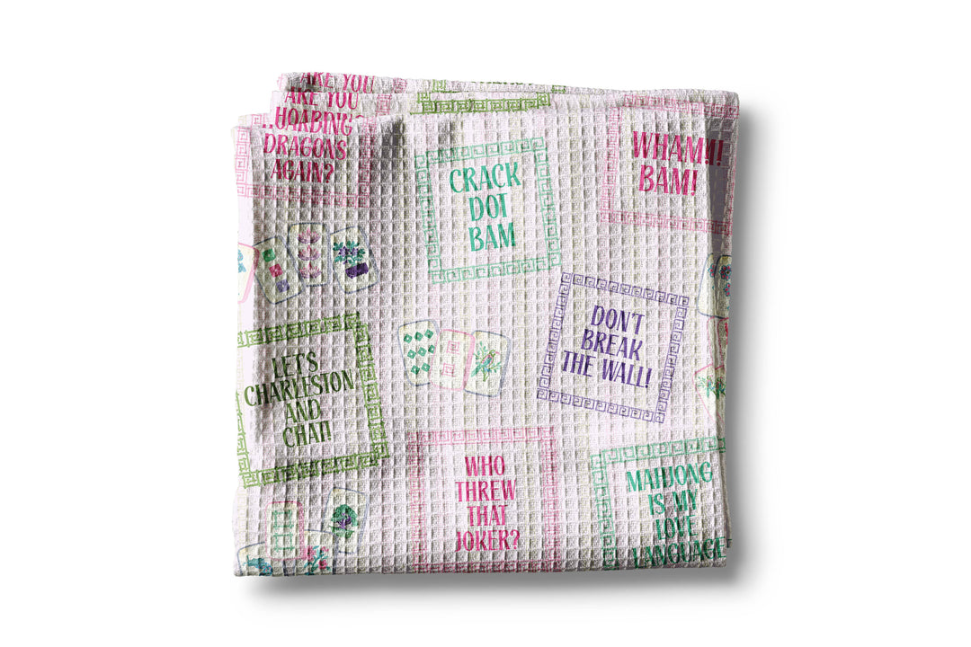 Mahjong Sayings Kitchen Towel Tile Game Decor Hostess Gift