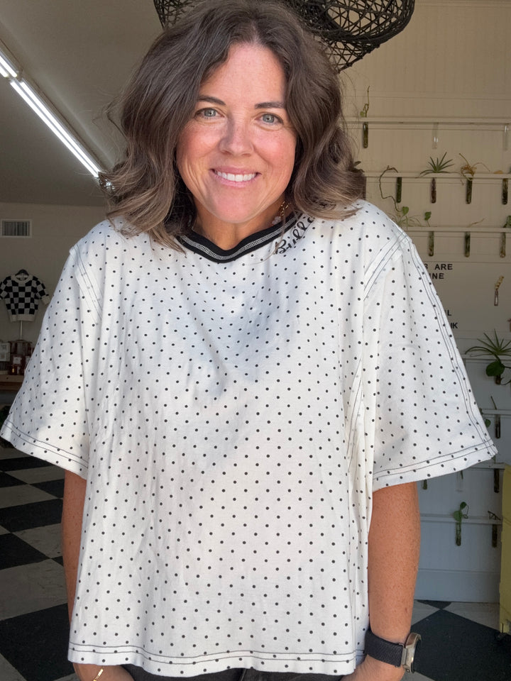 Knit Polka Dot Oversized Top