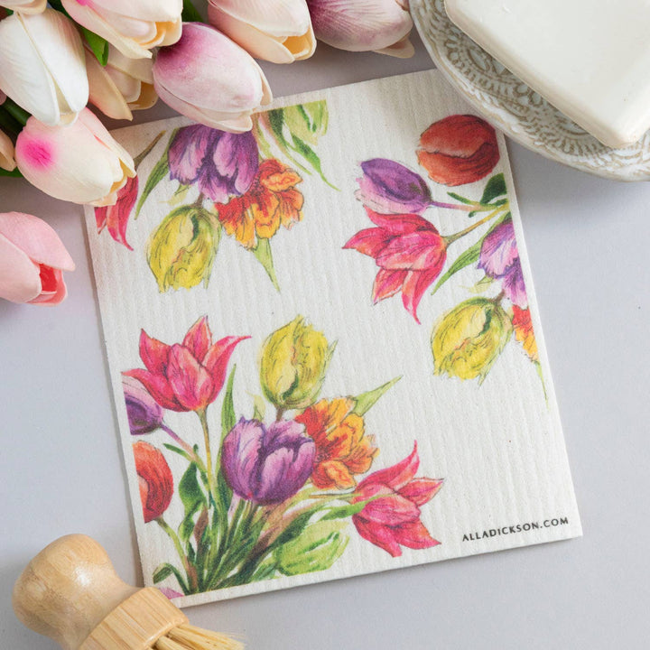 Floral Bouquet Tulip Bunch Swedish Dishcloth Tulips