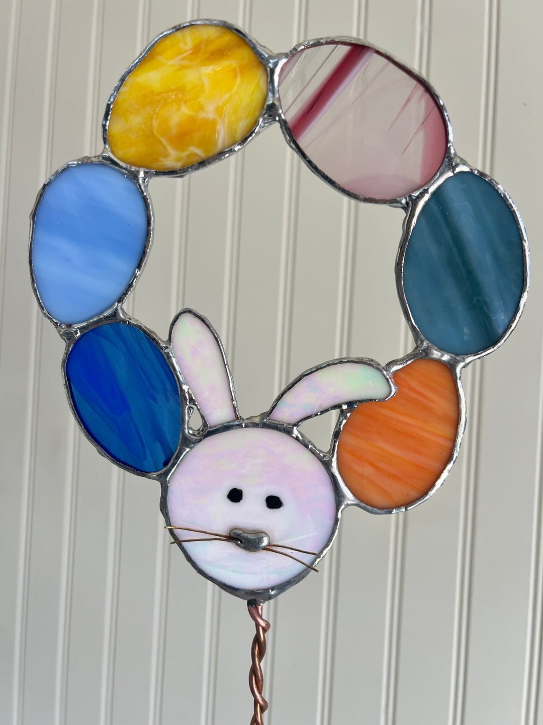 Easter Bunny with Eggs Stained Glass