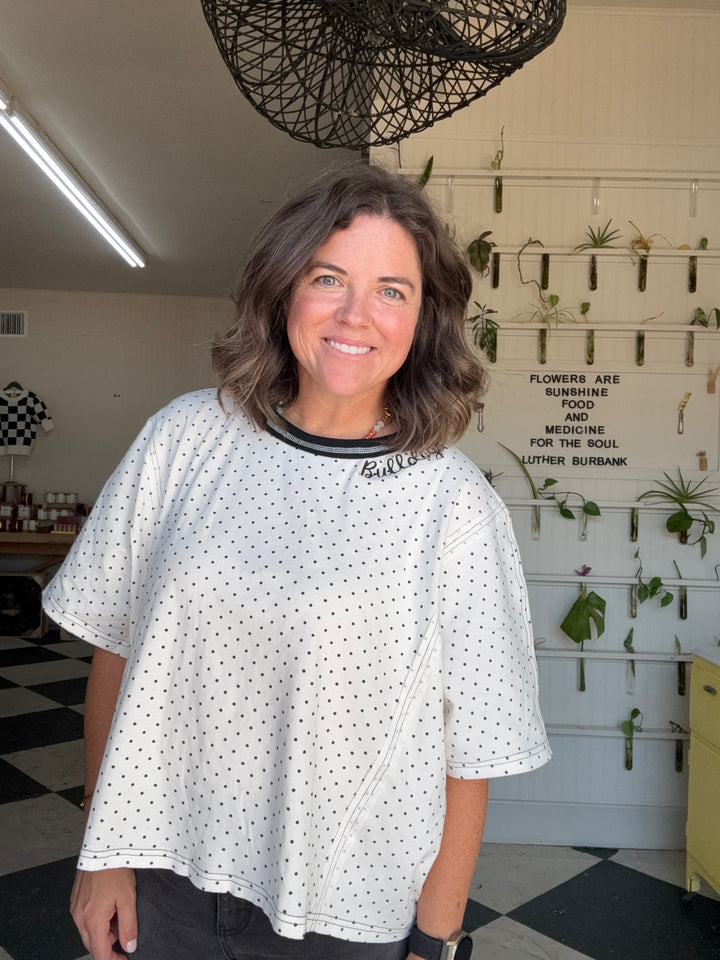 Knit Polka Dot Oversized Top