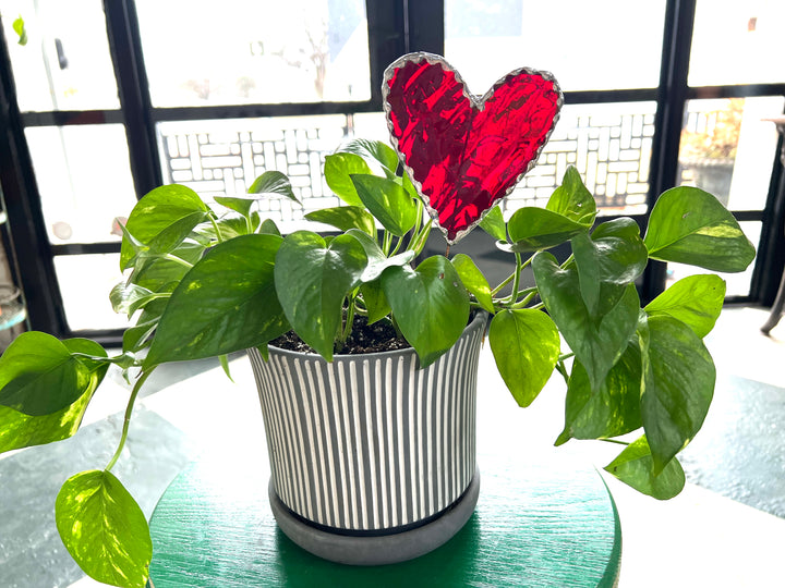 Stained Glass Heart Plant Picks
