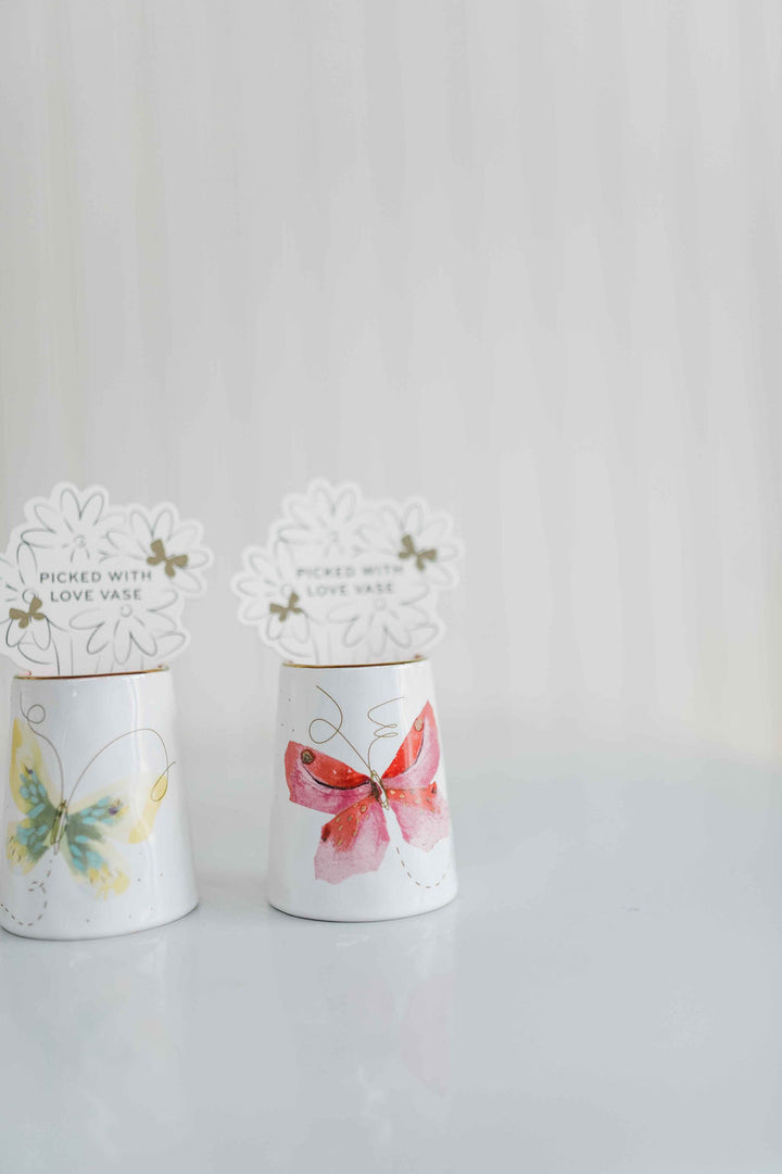 Pink Butterfly Picked With Love Vase - 2x3in