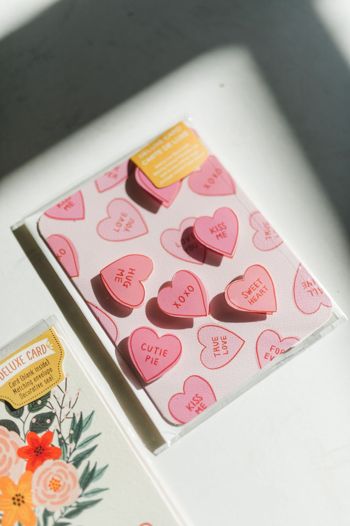 Sweet Candy Hearts Deluxe Greeting Card