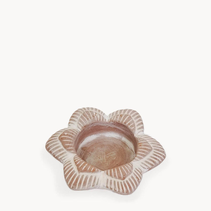 Handmade Terracotta Tea Light Candle Holder - Flower