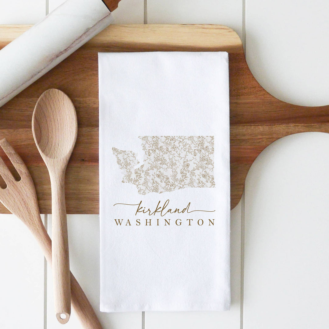 Burkburnett Vintage Floral State Custom Tea Towel