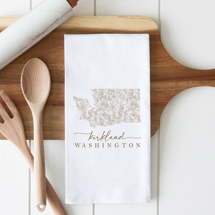 Burkburnett Vintage Floral State Custom Tea Towel