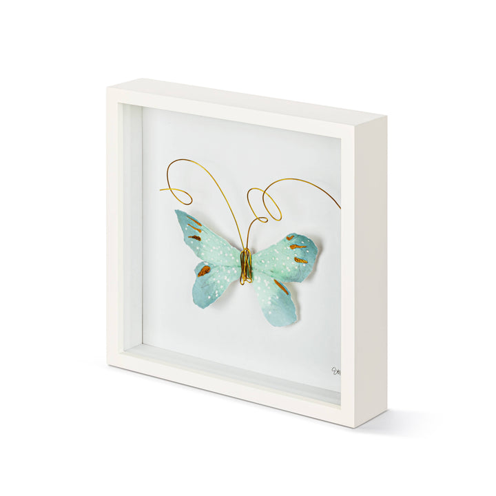 Light Blue Butterfly Wall Art - 10"sq