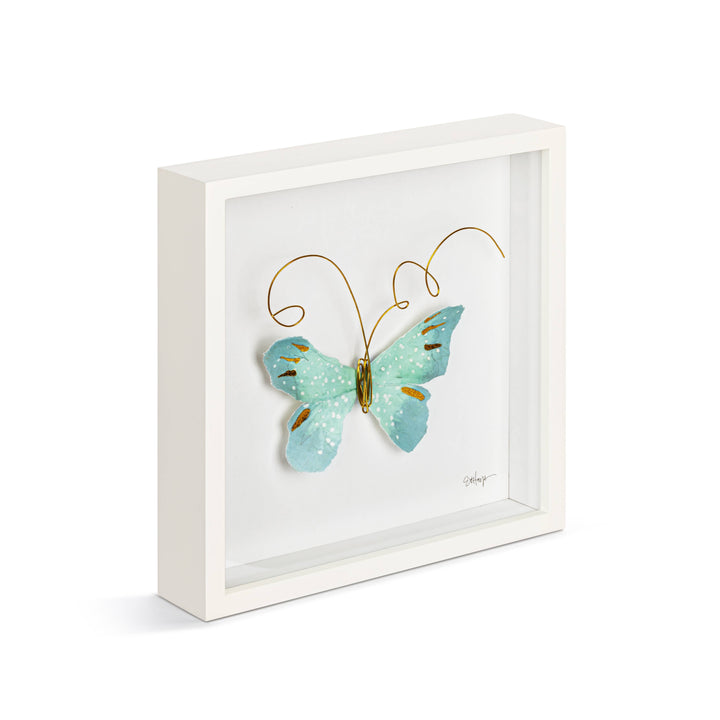Light Blue Butterfly Wall Art - 10"sq