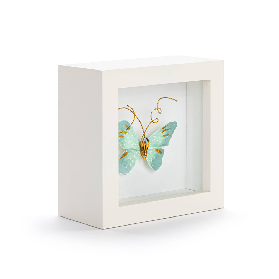 Blue Skies Light Blue Butterfly Shadow Box - 4in