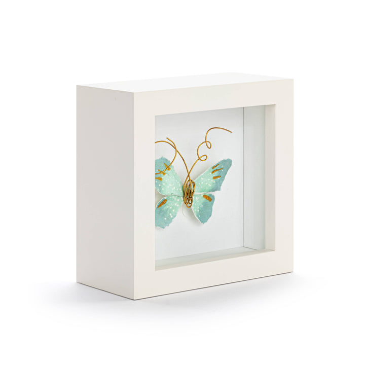 Blue Skies Light Blue Butterfly Shadow Box - 4in