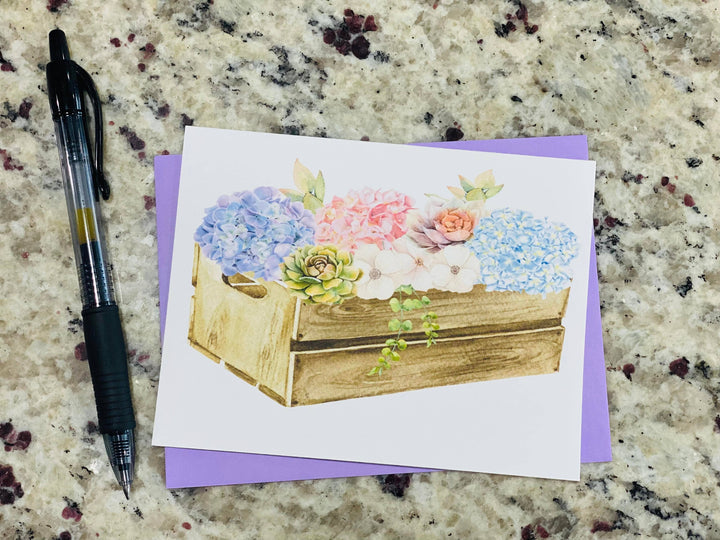 Hydrangea & Succulent Note Cards