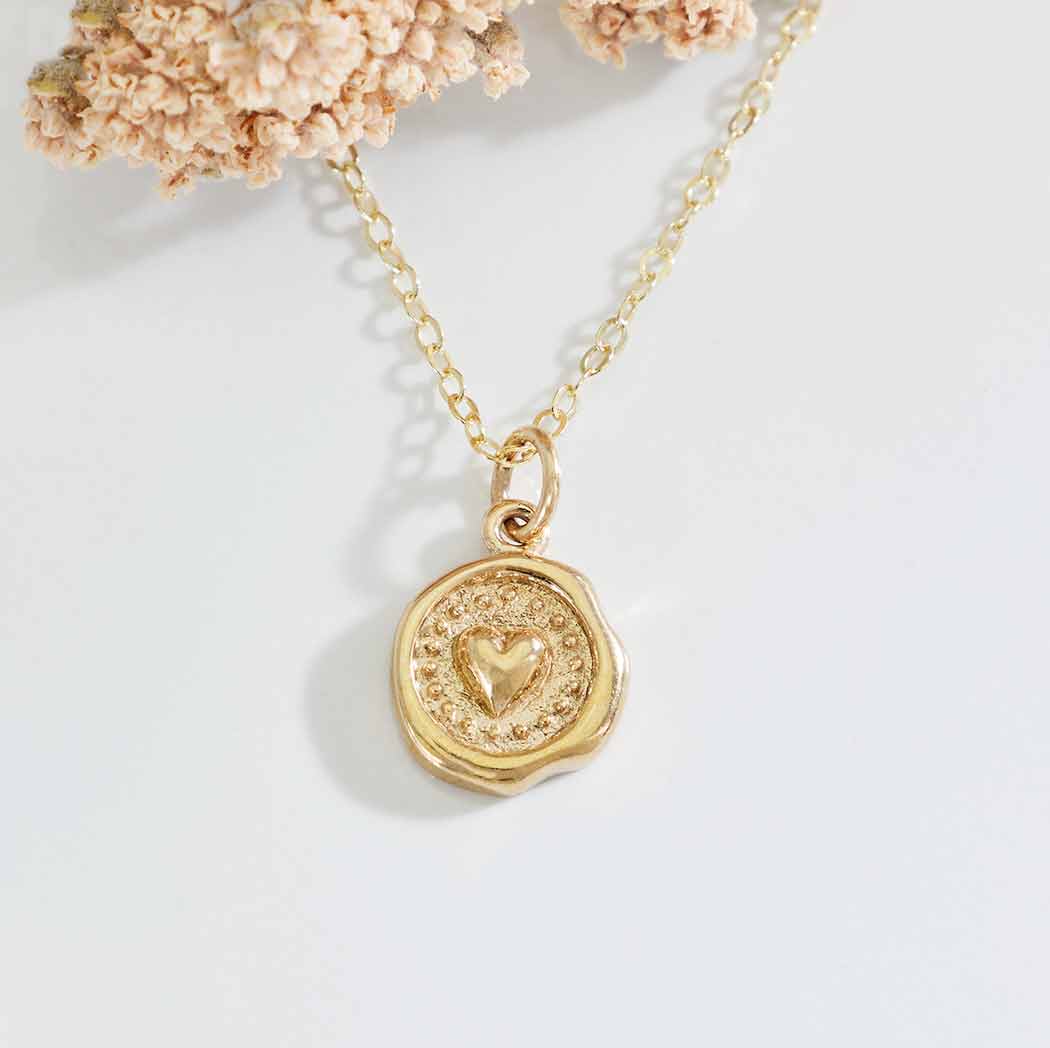 Sterling Silver Wax Seal Heart Necklace