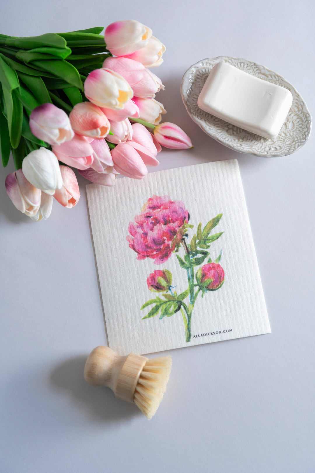 Flower Dishcloth Peony Flower Reusable Swedish Dish Cloth