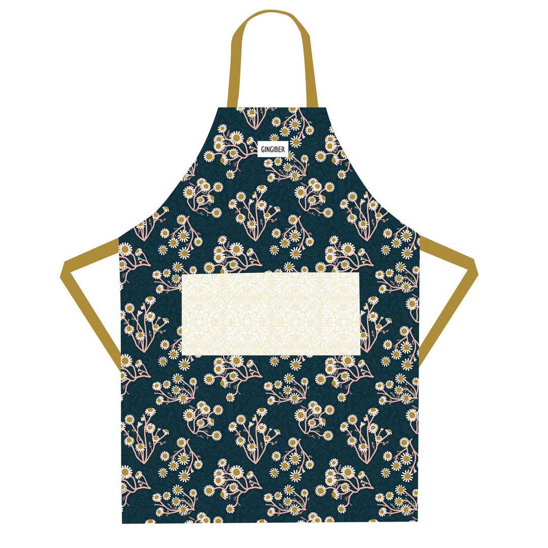 Golden Blue Floral Apron